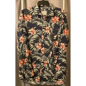 Trumaker Built-to-Fit Cotton/Rayon Tailored Shirt Mens XL Green Floral Hawaiian